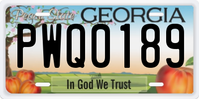 GA license plate PWQ0189