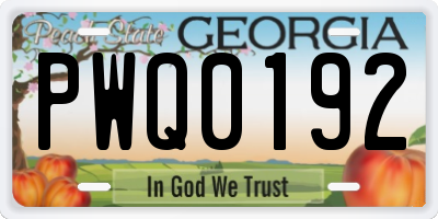 GA license plate PWQ0192