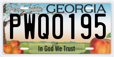 GA license plate PWQ0195
