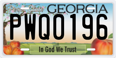 GA license plate PWQ0196