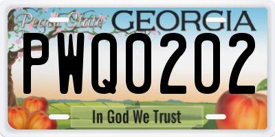 GA license plate PWQ0202