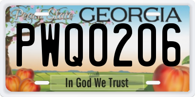 GA license plate PWQ0206