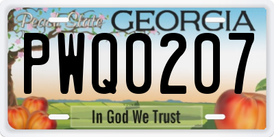GA license plate PWQ0207