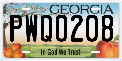 GA license plate PWQ0208