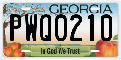 GA license plate PWQ0210