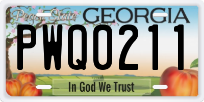 GA license plate PWQ0211