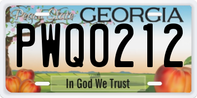 GA license plate PWQ0212