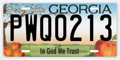GA license plate PWQ0213