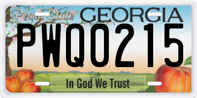 GA license plate PWQ0215