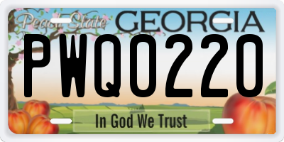 GA license plate PWQ0220