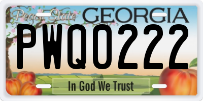 GA license plate PWQ0222