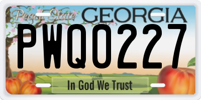 GA license plate PWQ0227