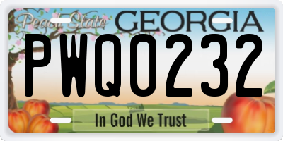 GA license plate PWQ0232