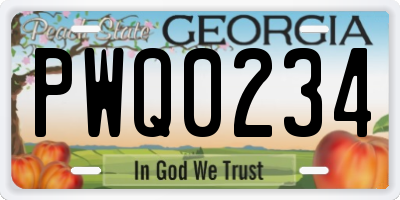 GA license plate PWQ0234