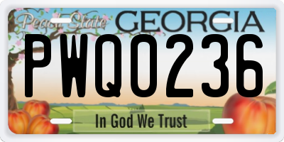 GA license plate PWQ0236