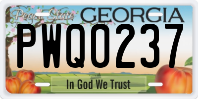 GA license plate PWQ0237