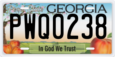 GA license plate PWQ0238
