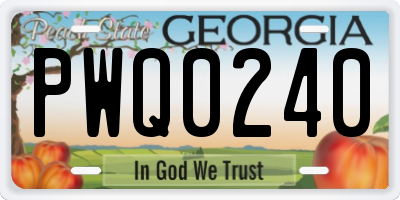 GA license plate PWQ0240