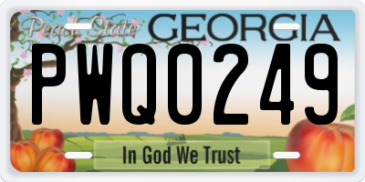 GA license plate PWQ0249