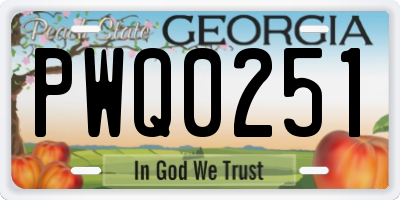 GA license plate PWQ0251