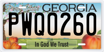 GA license plate PWQ0260