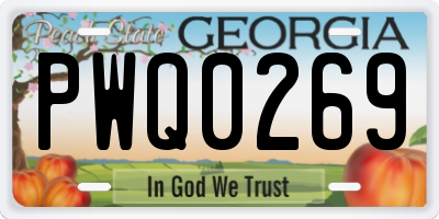 GA license plate PWQ0269