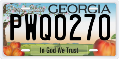 GA license plate PWQ0270