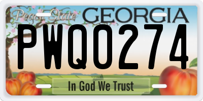GA license plate PWQ0274