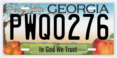 GA license plate PWQ0276