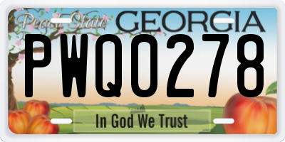 GA license plate PWQ0278