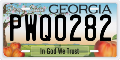 GA license plate PWQ0282