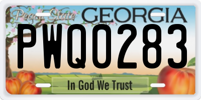 GA license plate PWQ0283