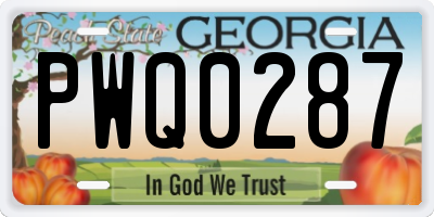 GA license plate PWQ0287