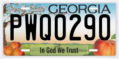 GA license plate PWQ0290