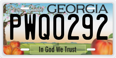 GA license plate PWQ0292