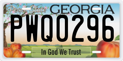 GA license plate PWQ0296