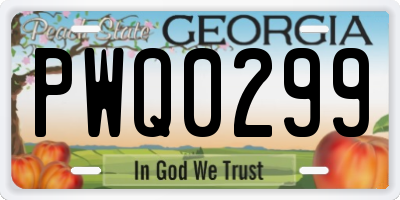 GA license plate PWQ0299