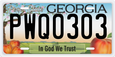 GA license plate PWQ0303