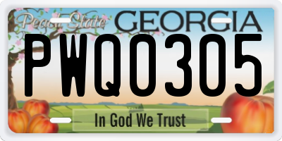 GA license plate PWQ0305