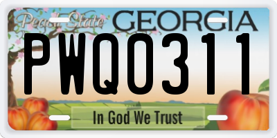 GA license plate PWQ0311