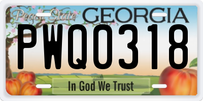 GA license plate PWQ0318
