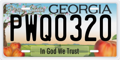 GA license plate PWQ0320