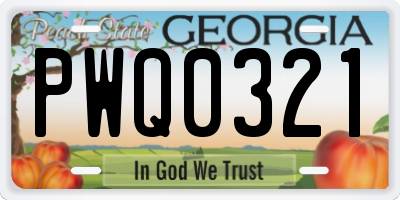 GA license plate PWQ0321