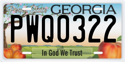 GA license plate PWQ0322