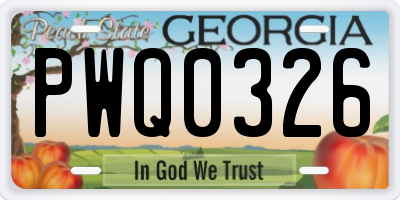 GA license plate PWQ0326