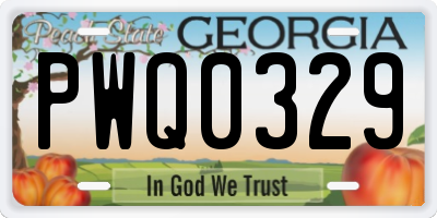 GA license plate PWQ0329