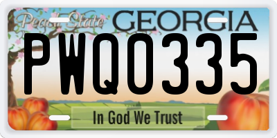 GA license plate PWQ0335