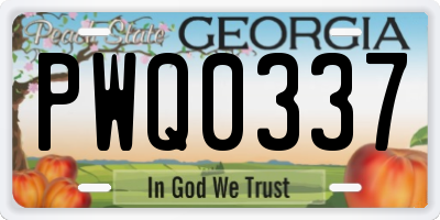 GA license plate PWQ0337