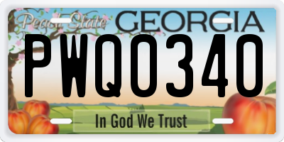 GA license plate PWQ0340