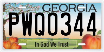 GA license plate PWQ0344
